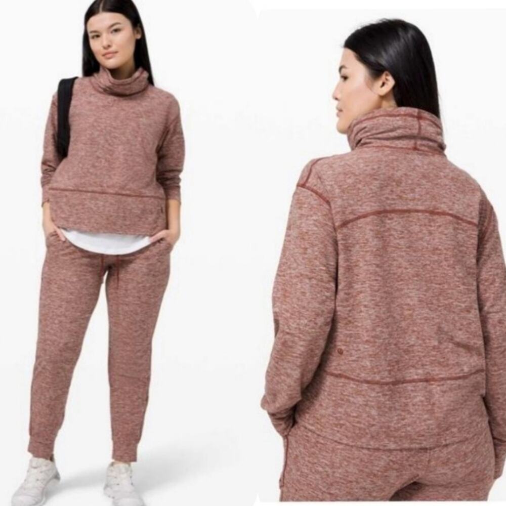 EUC Lululemon Ready to Rulu Pullover Pink Heather Grey Sweater Size 4